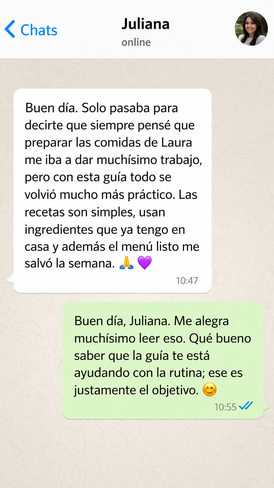 Mensaje de mamá agradeciendo por el Mapa